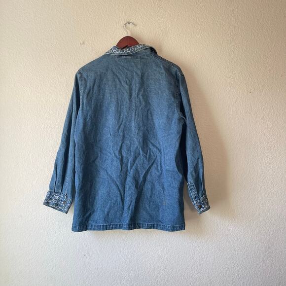 Vintage denim Jean embroidered‎ chore barn jacket size medium - Picture 2 of 6